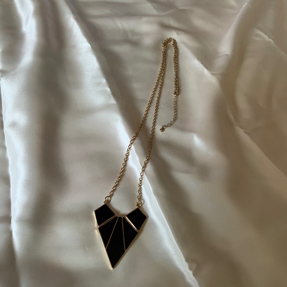 long geometric necklace (black with gold chain) - Picture 1 of 1
